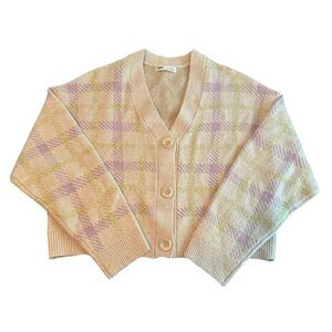 Pull & Bear Women's Cream and Purple Cardigan Size S​